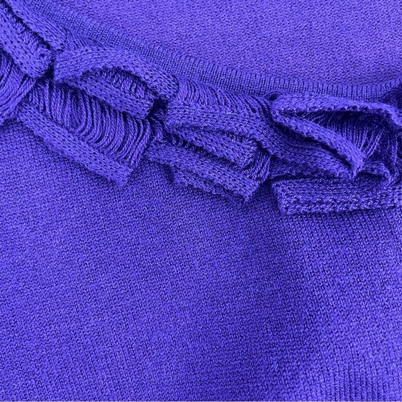 Alex Marie Silk Blend Cardigan Womens L Large Purple Ruffle Collar Long Sleeve - Picture 7 of 10